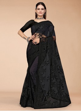 Black Embroidered Classic Saree