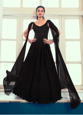 Black Embroidered Designer Gown