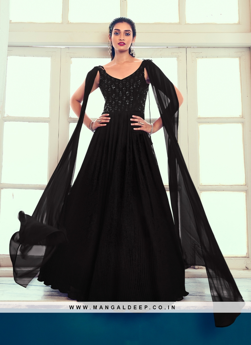 Black Gown Designer Anarkali Suits for Wedding Party