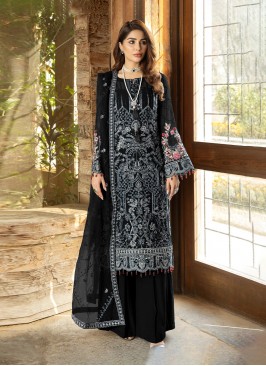 Black Embroidered Georgette Anarkali Salwar Kameez