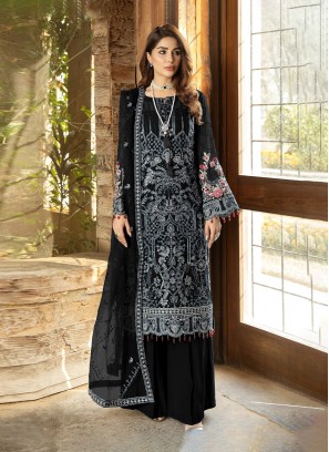 Black Embroidered Georgette Anarkali Salwar Kameez