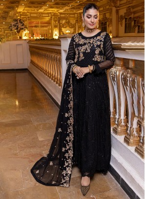 Black Embroidered Trendy Salwar Suit