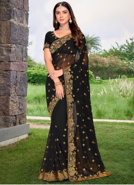 Black Engagement Georgette Classic Saree