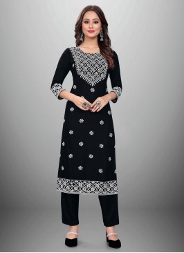 Black Festival Rayon Designer Kurti