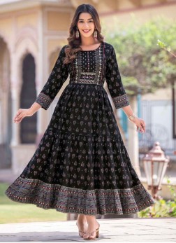 Black Festival Rayon Trendy Gown
