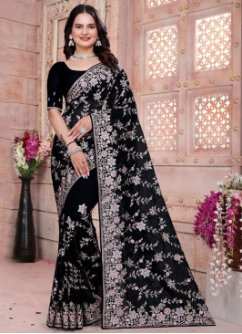 Black Georgette Classic Saree
