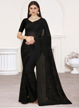 Black Georgette Contemporary Saree