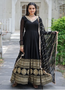 Black Georgette Festival Gown 