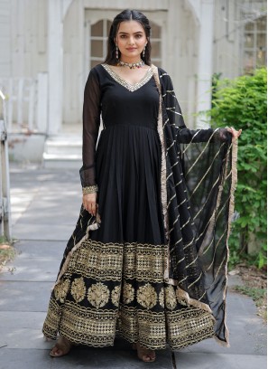 Black Georgette Festival Gown 