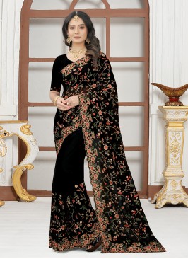 Black Georgette Party Designer Contemporary Saree