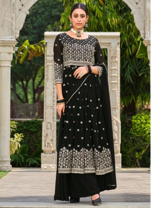 Black Georgette Sequins Salwar Kameez