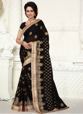 Black Georgette Trendy Saree