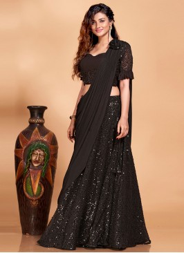 Black Imported Sequins A Line Lehenga Choli