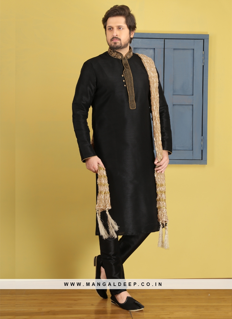 Black Kurta Pajama For Sangeet Function