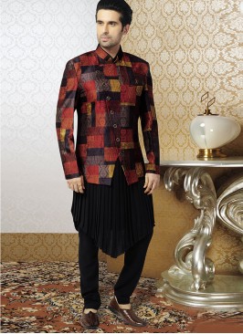 Black Kurta With Fancy Jacket