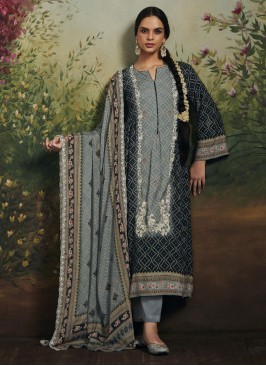 Black Maslin Silk Designer Salwar Kameez