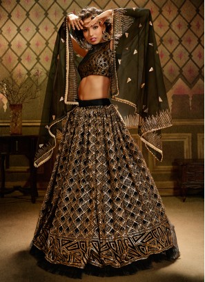 Black Net Festival Trendy Lehenga Choli
