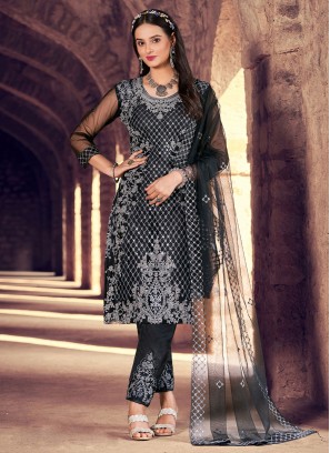 Black Net Pant Style Suit