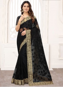 Black Net Resham Traditional Saree