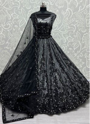 Black Net Trendy Lehenga Choli
