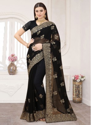 Black Party Silk Contemporary Saree