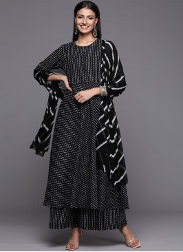 Black Polka Dotted Festival Anarkali Salwar Kameez