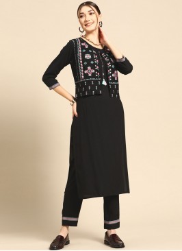 Black Rayon Festival Designer Kurti