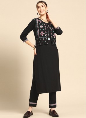 Black Rayon Festival Designer Kurti
