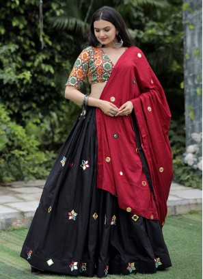 Black Rayon Readymade Lehenga Choli