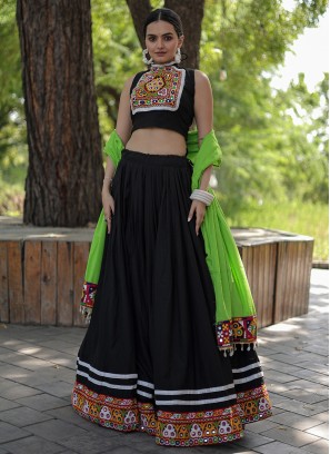 Black Rayon Readymade Lehenga Choli