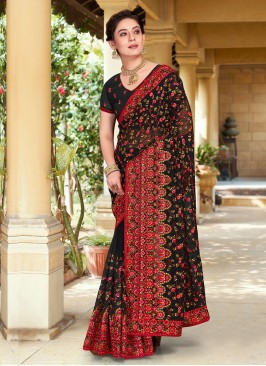 Black Sangeet Georgette Classic Saree