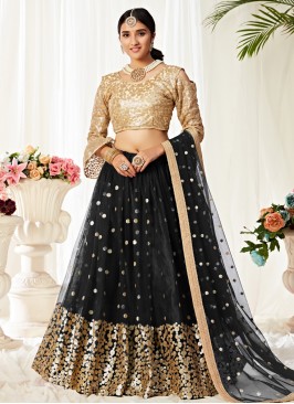 Black Sequins Engagement Lehenga Choli