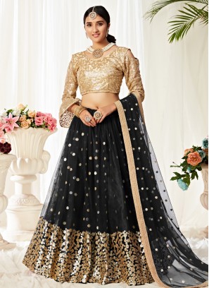 Black Sequins Engagement Lehenga Choli