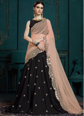 Black Sequins Faux Georgette Trendy Designer Lehenga Choli