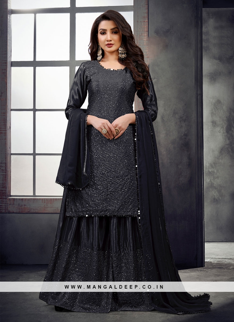 Black Sequins Wedding Designer Salwar Kameez