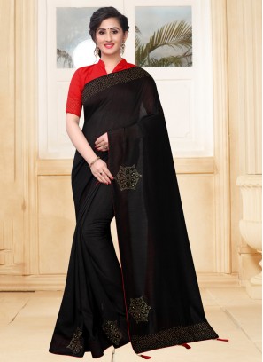 Black Silk Designer Saree