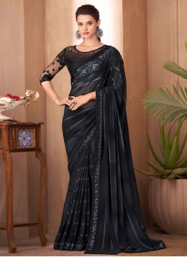 Black Silk Sangeet Contemporary Saree