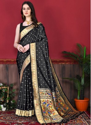 Black Silk Sangeet Contemporary Saree