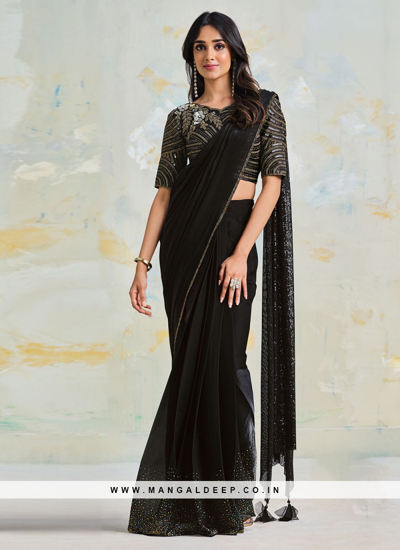 Buy Black Sarees for Women by TIKHI IMLI Online | Ajio.com