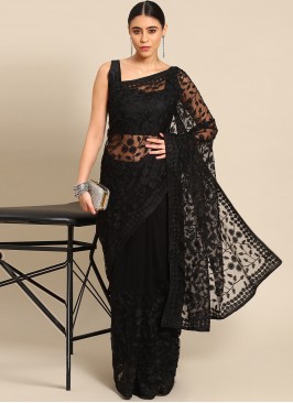 Black Stone Work Party Contemporary Style Saree