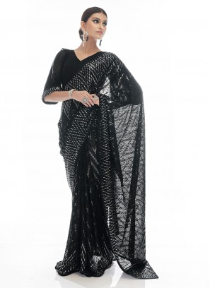 Black Thread Wedding Contemporary Saree