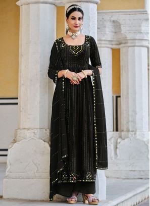 Black Thread Work Palazzo Salwar Suit