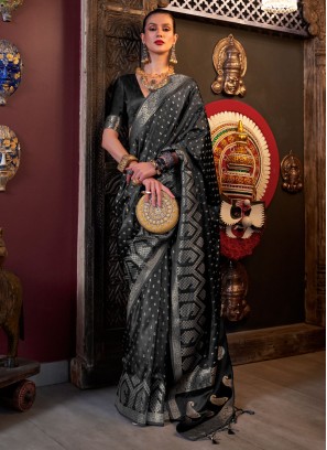 Black Weaving Ceremonial Trendy Saree