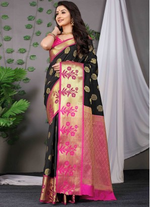 Black Weaving Sangeet Designer Saree