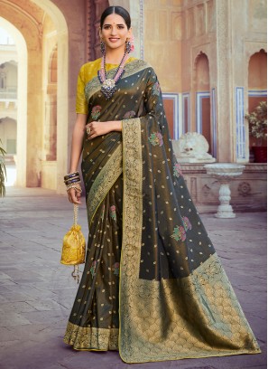 Black Woven Wedding Classic Saree
