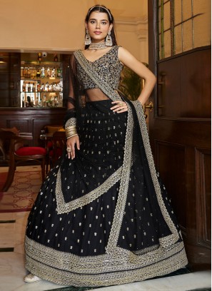 Black Zari Net Designer Lehenga Choli