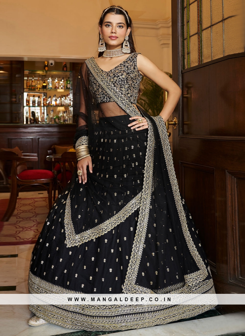 Black Zari Net Designer Lehenga Choli