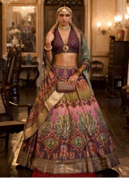Blissful Multi Colour Silk Readymade Lehenga Choli