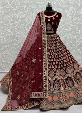 Blissful Velvet Engagement Lehenga Choli