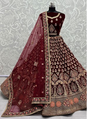 Blissful Velvet Engagement Lehenga Choli